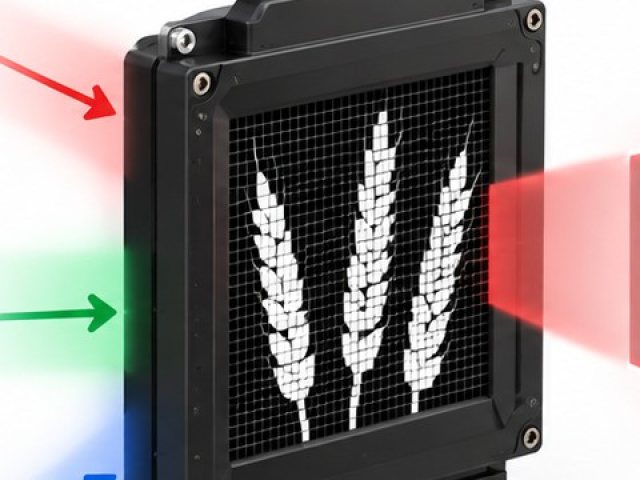 Optical spatial modulator displaying the mask of the selected wheat ears