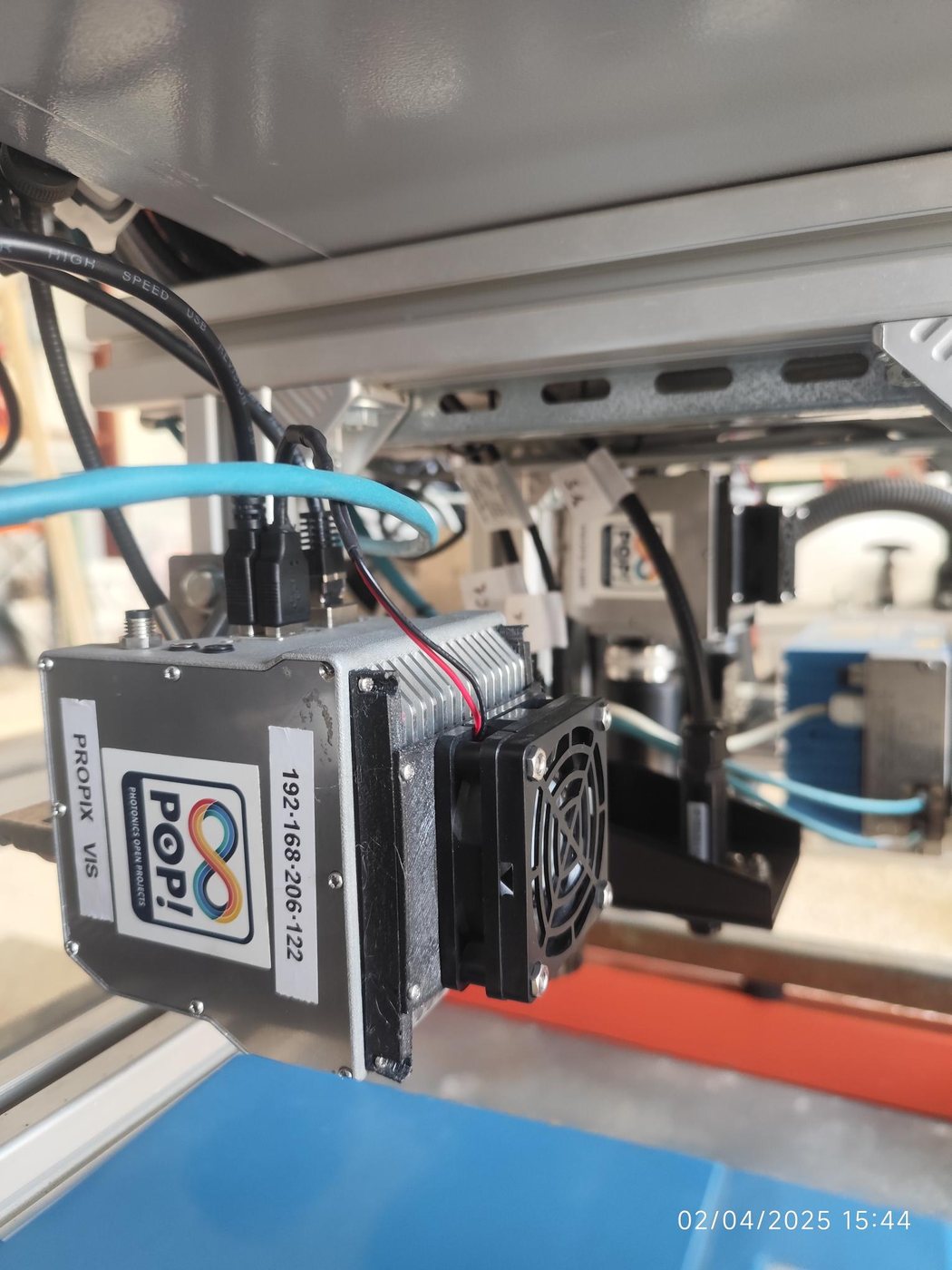A PRO-PIX VIS camera unit labelled with its network address, ready for deployment